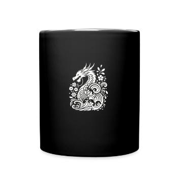 Silhouette Drachen Japan - Tasse einfarbig - Schwarz - Vorne