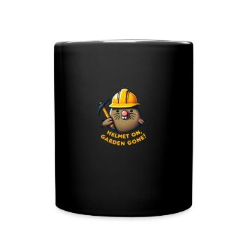 Taupe de jardinage : Casque sur la tête, jardin disparu ! - Mug uni - noir - Devant