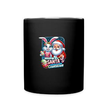 Fête du Nouvel An avec le lapin de Pâques et le Père Noël - Mug uni - noir - Devant