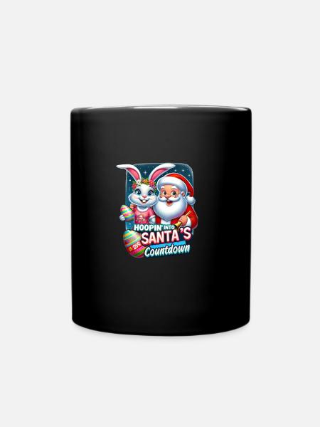 New Year's Eve party with Easter Bunny & Santa Claus - Full Colour Mug - black