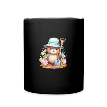 Otter in the gardener's happiness - Full Colour Mug - black - Front