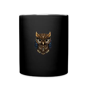 Steampunk-Eulen-Illustration - Tasse einfarbig - Schwarz - Vorne