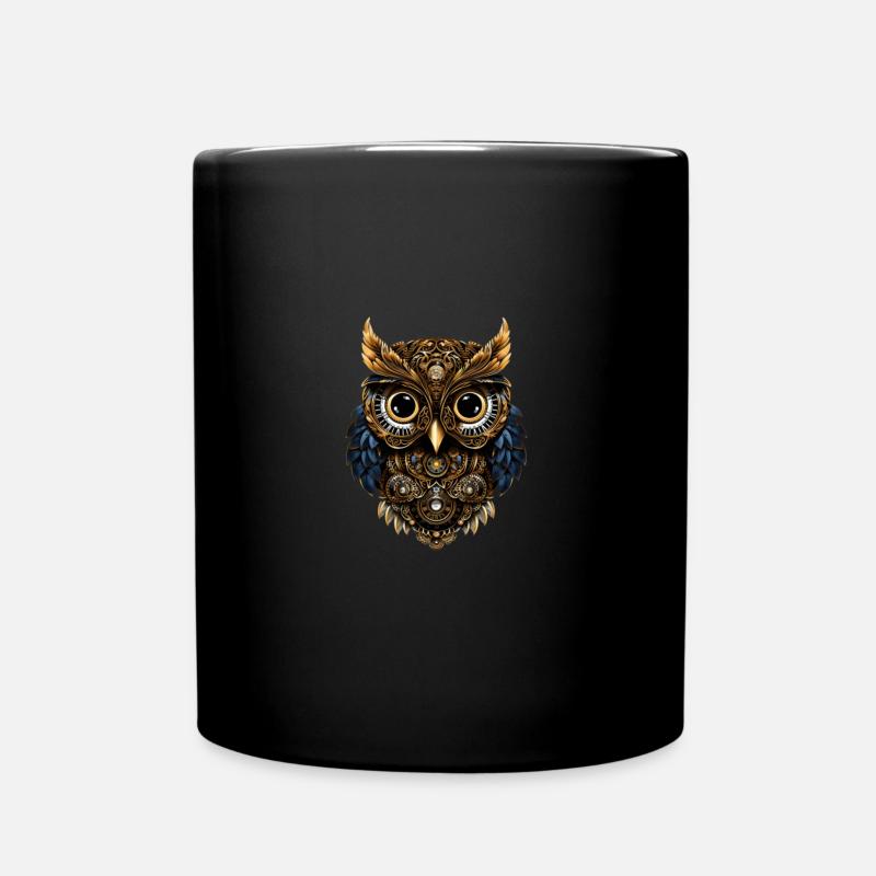 Steampunk-Eulen-Illustration - Tasse einfarbig - Schwarz