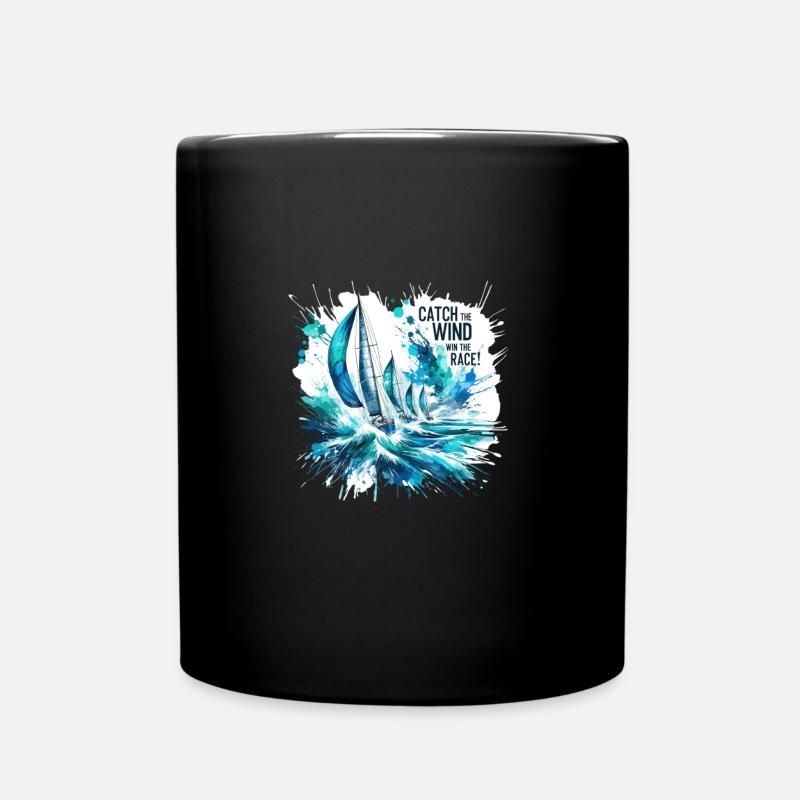 Sailing Ship Regatta Sea - Full Colour Mug - black