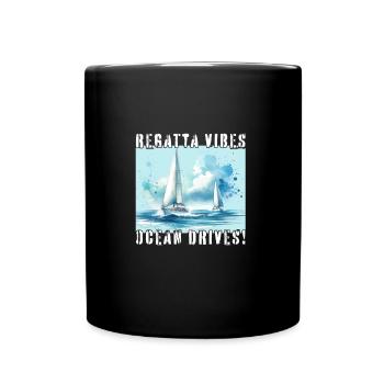 Voilier en course - Mug uni - noir - Devant