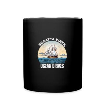 Segelschiff auf dem Meer - Tasse einfarbig - Schwarz - Vorne