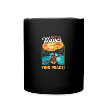 Kajak Paddeln auf dem Wasser - Tasse einfarbig - Schwarz - Vorne
