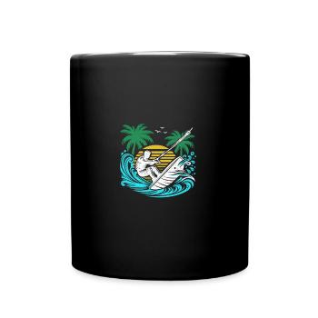 Surfer avec une planche de kitesurf - Mug uni - noir - Devant