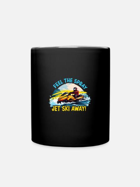 Jet biking on the waves - Full Colour Mug - black