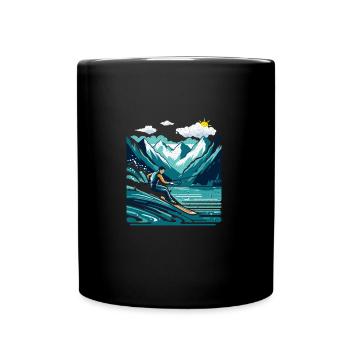 Kitesurfer avec planche - Mug uni - noir - Devant