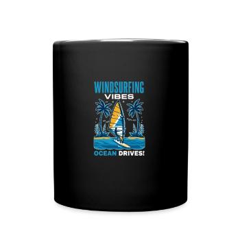 Windsurfing on the sea - Full Colour Mug - black - Front
