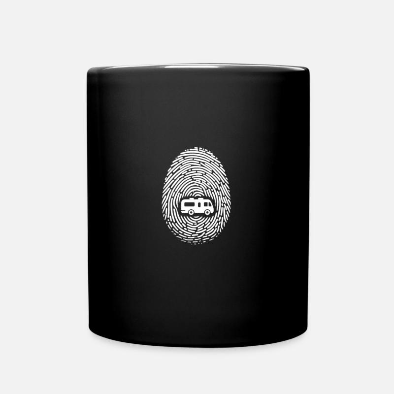 Camper Camping Fingerabdruck - Tasse einfarbig - Schwarz