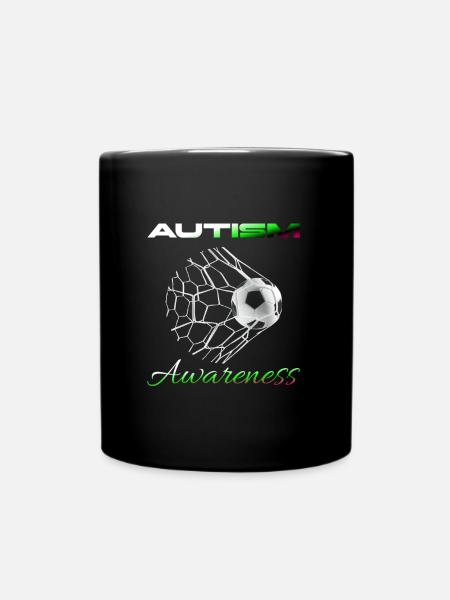 Soccer Ball Mom Life Autism Awareness - Full Colour Mug - black