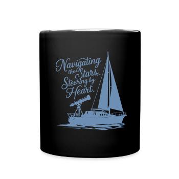 Voile, Voilier, Étoiles, Télescope - Mug uni - noir - Devant