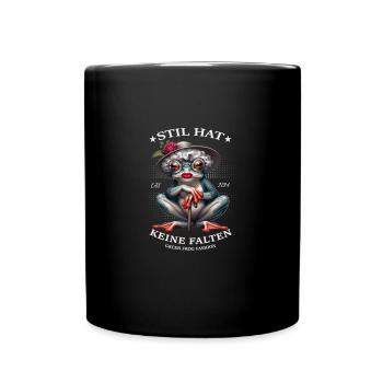 Kröte mit Hut und Stil - Tasse einfarbig - Schwarz - Vorne