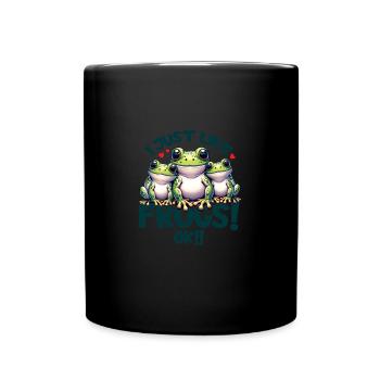Three Cartoon Frogs - Full Colour Mug - black - Front