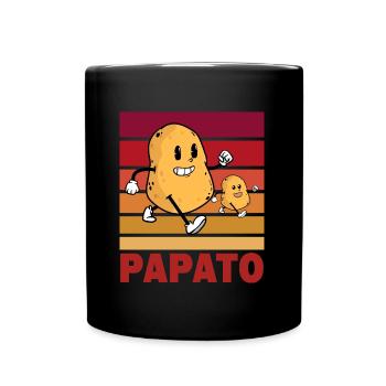 Papa Papato Vater und Sohn Kartoffel Geschenk - Tasse einfarbig - Schwarz - Vorne