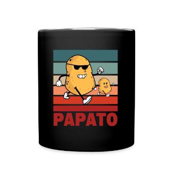 Papa Papato Vater und Sohn Kartoffel Geschenk - Tasse einfarbig - Schwarz - Vorne