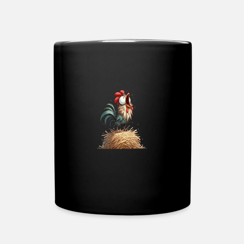Des corbeaux de coq comiques sur des bottes de paille - Mug uni - noir