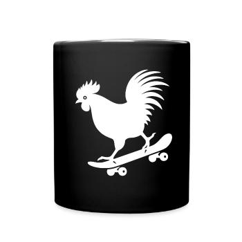 Chicken Rooster Hen Skateboard Skater Silhouette - Full Colour Mug - black - Front