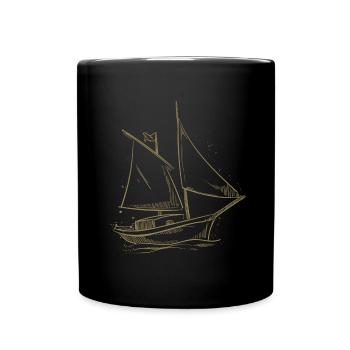 Voilier Silhouette Mer Design Minimaliste - Mug uni - noir - Devant