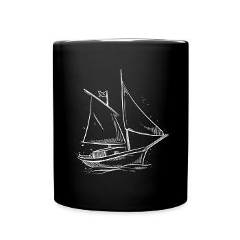 Voilier Silhouette Mer Design Minimaliste - Mug uni - noir - Devant