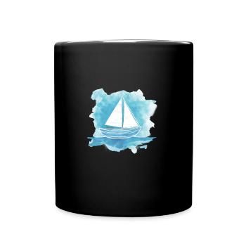 Boat sails across the sea - Full Colour Mug - black - Front