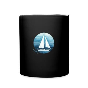 Voilier sur la mer look vintage - Mug uni - noir - Devant