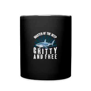 Cartoon shark underwater - Full Colour Mug - black - Front