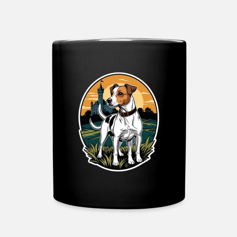 Beagle vor Schloss im Sonnenuntergang - Tasse einfarbig - Schwarz