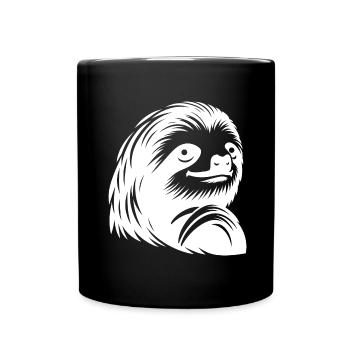 Reverent Sloth Face Portrait Silhouette - Full Colour Mug - black - Front