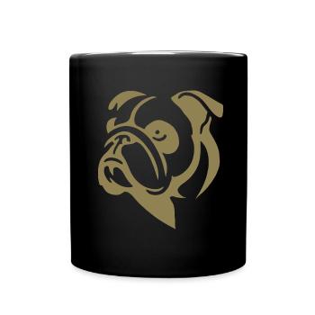 Minimalistische Bulldogge Hund Portrait Silhouette - Tasse einfarbig - Schwarz - Vorne