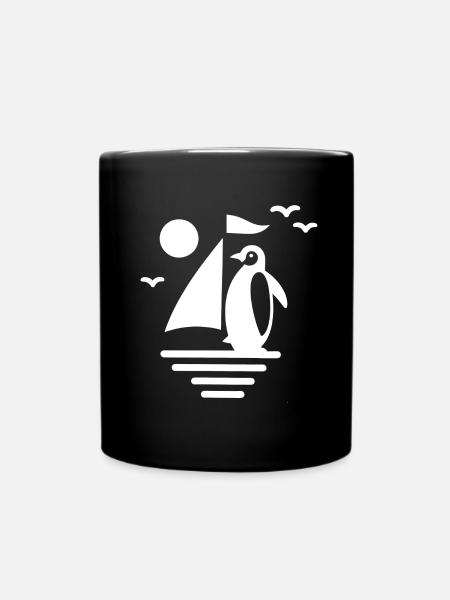 Pinguin Segelboot Silhouette Minimalistisch - Tasse einfarbig - Schwarz