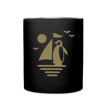 Pingouin Voilier Silhouette Minimaliste - Mug uni - noir - Devant