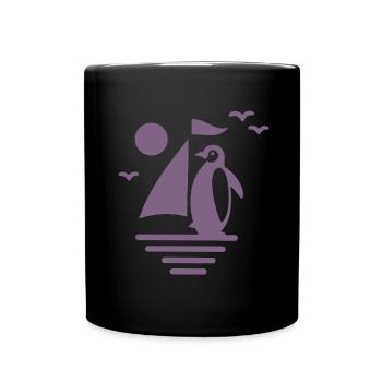 Pingouin Voilier Silhouette Minimaliste - Mug uni - noir - Devant