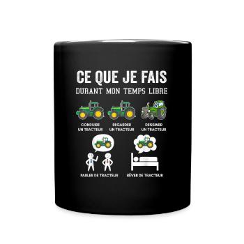 Humour Tracteur Cadeau homme femme enfant Agricult - Mug uni - noir - Devant