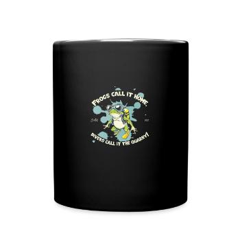 Taucher Frosch mit Spruch Heimat trifft Baggersee - Tasse einfarbig - Schwarz - Vorne
