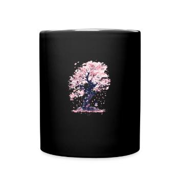 Japanese Cherry Blossom, Sakura Aesthetics - Full Colour Mug - black - Front
