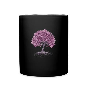 Sakura Tree with Cherry Blossoms - Full Colour Mug - black - Front