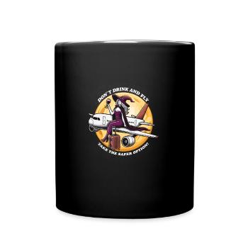 Travel and Halloween Theme with Witch and Wine - Full Colour Mug - black - Front