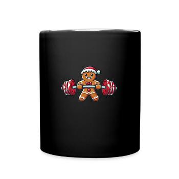 Lebkuchenmann Hantel Weihnachts Gym - Tasse einfarbig - Schwarz - Vorne