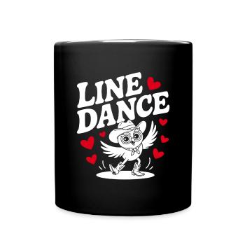 Line Dance Owl Funny Owl with Stetson and Boots - Full Colour Mug - black - Front