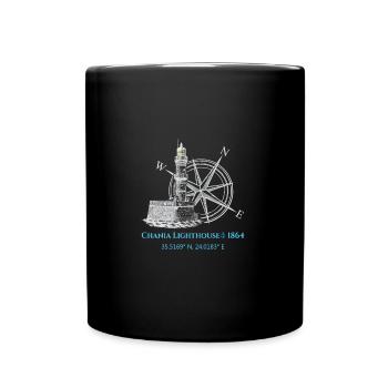 Crete Harbor Lighthouse Design - Full Colour Mug - black - Front