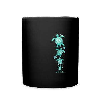 Sea turtles with saying - Full Colour Mug - black - Front