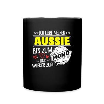 Aussi Australien Shepherd Hund Geschenk Mond - Tasse einfarbig - Schwarz - Vorne