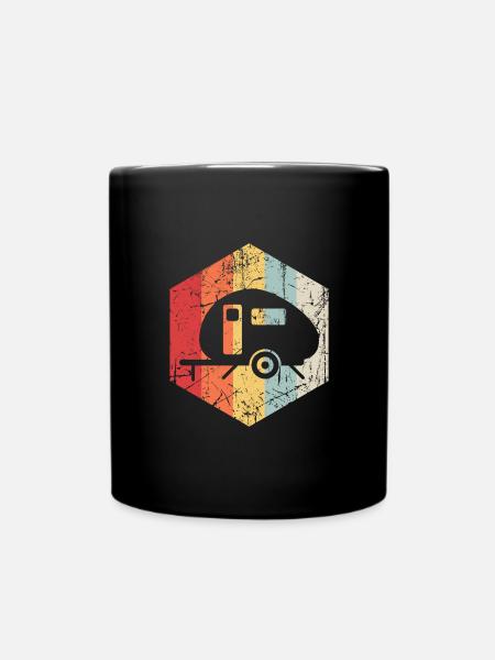 Retro Camping - Tasse einfarbig - Schwarz