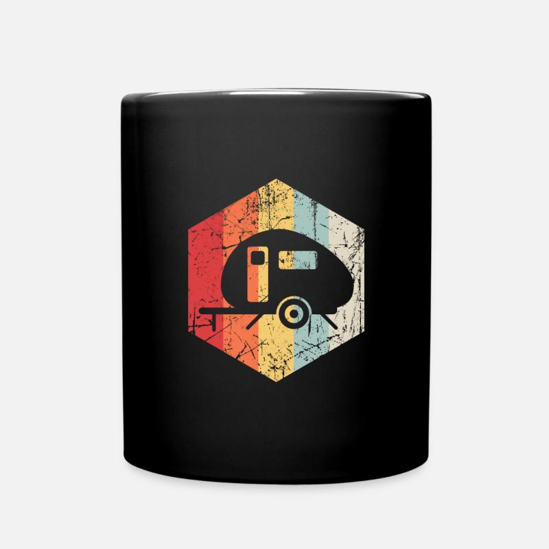 Retro Camping - Tasse einfarbig - Schwarz
