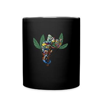 Cooles Chamäleon mit Comic - Tasse einfarbig - Schwarz - Vorne
