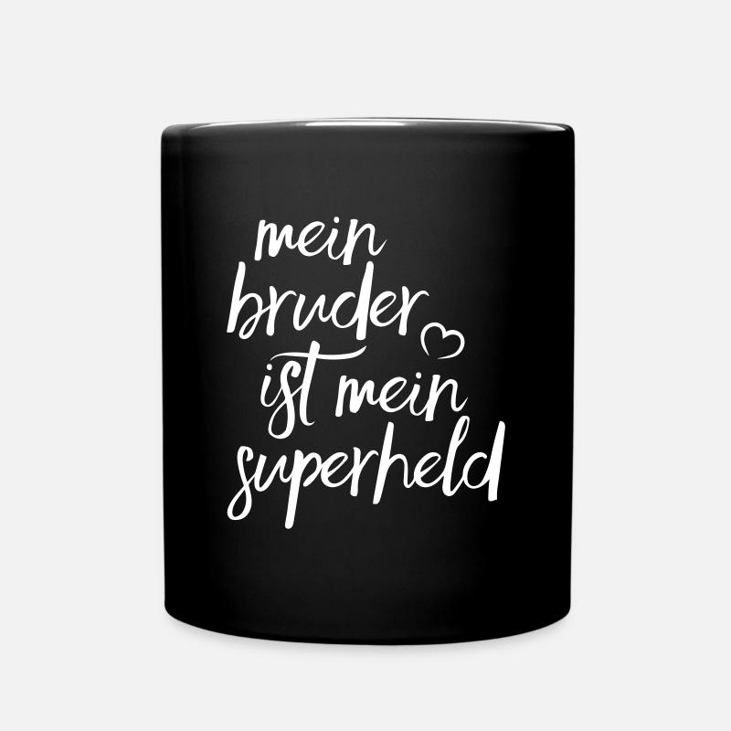 Mein Bruder ist mein Superheld - Tasse einfarbig - Schwarz
