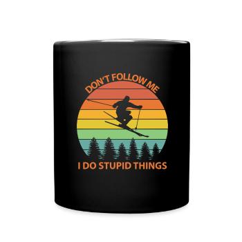 ne me suivez pas, je fais des bêtises au maillot de ski - Mug uni - noir - Devant
